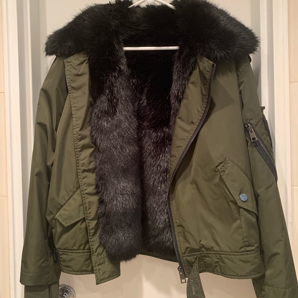 NWOT Zadig & Voltaire Kassy Faux-Fur Bomber Jacket